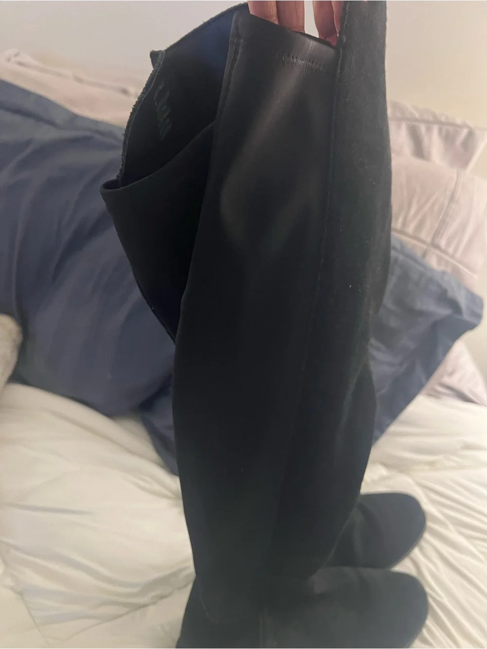 Black Knee-High Suede Women’s Knee Boots - Zip-Up Style